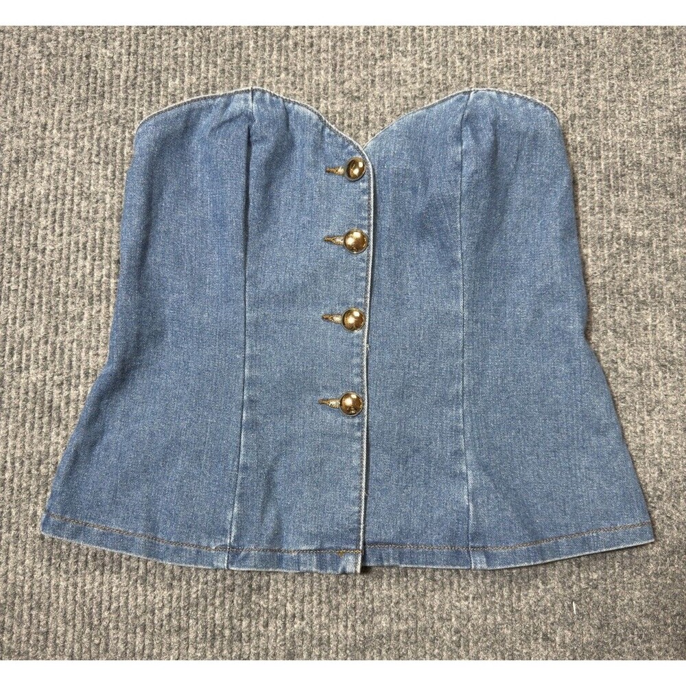 Sincerely Jules Denim Tube Top Womens Size Medium Stretch Sweetheart Blue NEW